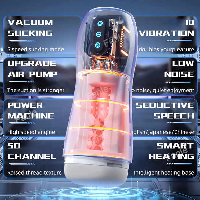 Automatic Male Masturbator Sucking Vibrating Blowjob Machine, Heating Pussy Penis Pump, Masturbation Cup Sex Toys for Men Supplies