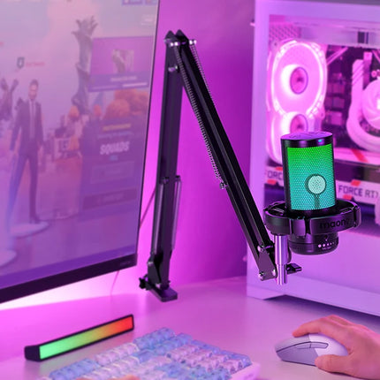 maono DGM20S Gaming USB Microphone Condenser Mic with RGB Light Noise Cancellation Boom Arm for Streaming Podcast YouTube Tiktok