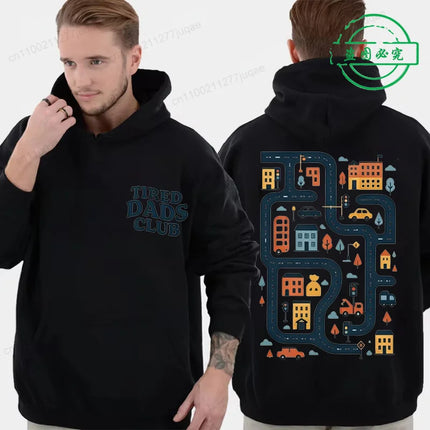 Tired Dads Club Men Hoodies Sweatshirts Creative Graphic Fashion Tracksuits Sweatshirts Vintage Sportwear Daddy Tops Gifts