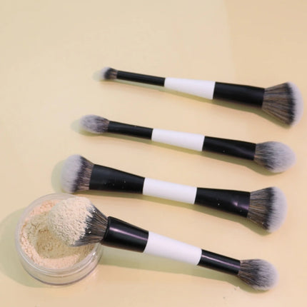 Double Head Makeup Brushes 2 In 1 Flat Angled Foundation Concealer Contour for Blending Loose Powder Liquid Cream Cosmetic Tools
