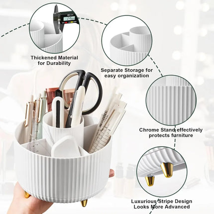 360° Rotating Makeup Brush Organizer, 5-Slot Desktop Holder for Cosmetics, Nail Polish & Art Supplies