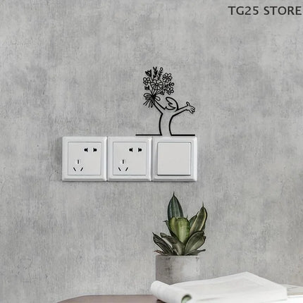 Line Figure Modern Metal Poster For Living Room Bedroom Switch Sticker Easy Hang Installation