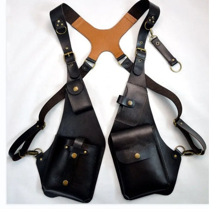 New European and American Retro Leather Crossbody Shoulder Bag for Men and Women Outdoor Square Bag Phone Bag