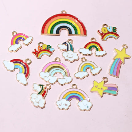 10pcs Rainbow Charms Cute Enamel Metal Charm Pendant for DIY Necklace Bracelet Jewelry Making