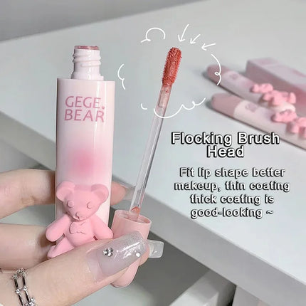 6 Color Girl's Velvet Matte Lipstick Blush Waterproof Long Lasting Cute Bear Lipgloss Non-Stick Cup Makeup Lip Tint Mud Cosmetic