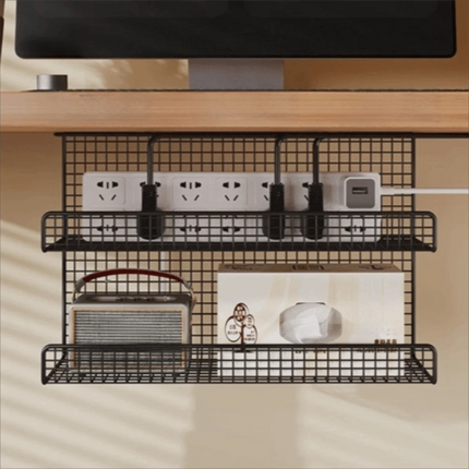 High Quality Under-desk Cable Management Tray No Drill Metal Wire Socket Storage with Clamp Desk Cable Organizer Office