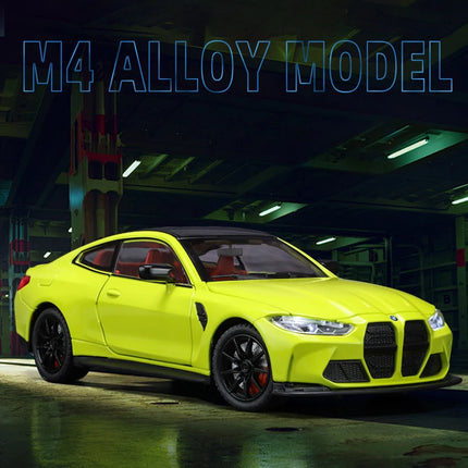 1:24 Scale M4 Sedan Car Vehicle Model Alloy Toys Boys Pull Back Diecast Metal Gift Sound Light Collect Premium Kids Auto  One Pi
