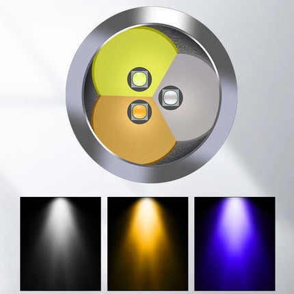 Ultra-Bright Three-Color (White/Purple/UV) Light Source Stainless Steel Jewelry Inspection Flashlight For Gem Testing And DIY