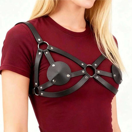 Women Fashion PU Leather Harness Belts Street Style Punk Leg Harness Set Fetish Clothing Harness Gothic Exotic Rave Outfit