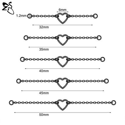 ZS 1 Piece Stainless Steel Nose Chain 32MM-50MM Bridge Piercing Sharp Cone Tassel Dangle Nostril Piercings Jewellery Accessories