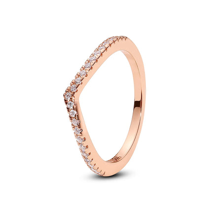 925 Sterling Silver Rings For Women Original Crown Love Heart Wishbone Engagement Wedding Rose Gold Crystal Ring Luxury Jewelry
