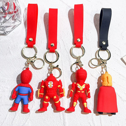 The Avengers Keychain Disney Anime Cute Iron Man Hulk Captain America Silicone Figure Keyring Schoolbag Pendent Toy Kid's Gifts