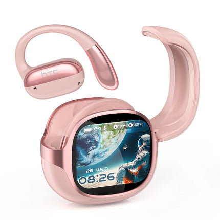 Bluetooth V6.0 Wireless Earphones Open-ear Ai Translator Headphones Full HD LCD Display HTC NE58 Clear Sound More Comfortable