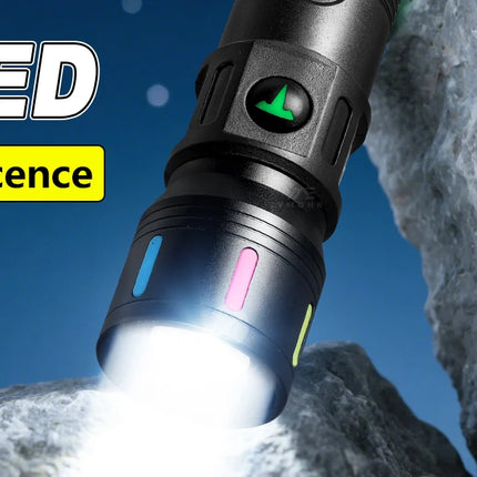 White Laser Flashlight Keychain High Power Rechargeable LED Flashlight Torch Tactical Portable Outdoor Camping Hiking Work Light