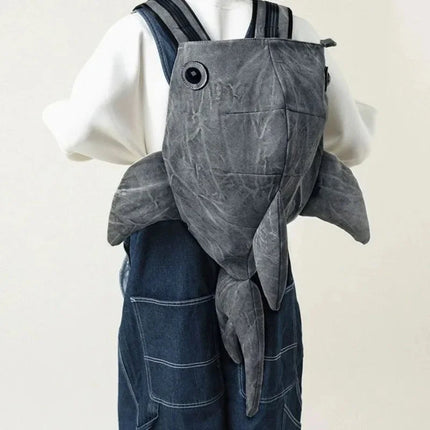 Cute Whale Shark Shape Backpack Durable Large Capacity Travel Bag Women Men Cute Outdoor Cartoon Knapsack Student Schoolbag