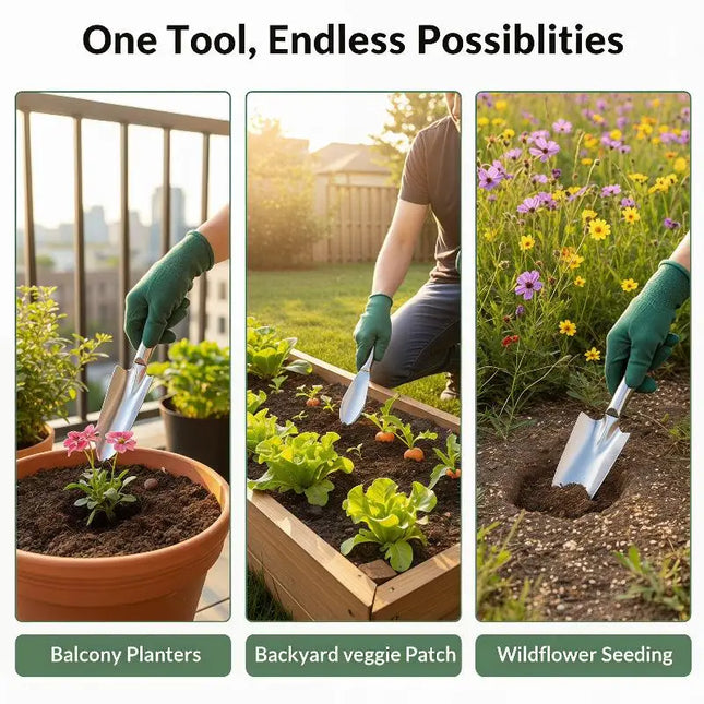 Thickened Stainless Steel Garden Trowel Heavy Duty Shovel Spade For Planting Transplanting Digging Weeding Outdoor Tool