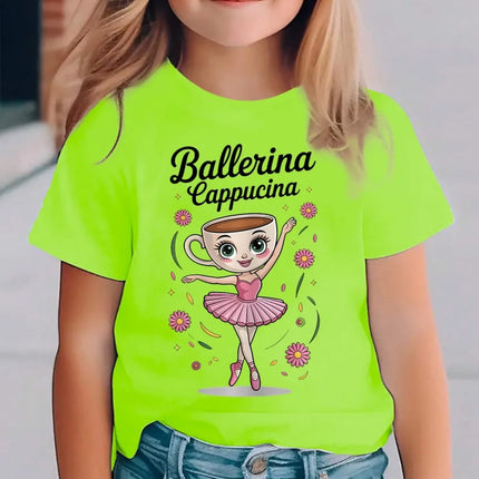 Italian Brainrot Cute Meme T-Shirt for Girls Clothes Ballerina Cappuccino Print Tee Tops Pink Summer Kawaii Outfits Streetwear