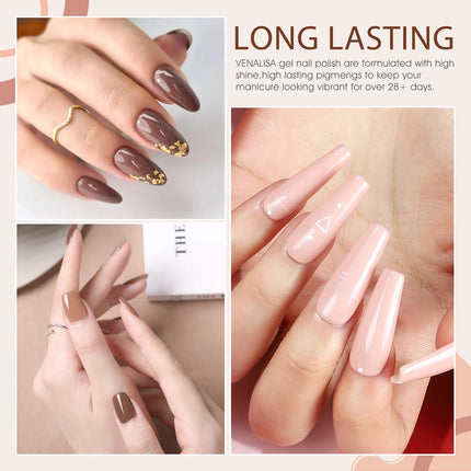 6pcs/kit VENALISA Valentine's Day Collection Lovely Pink Nails HEMA FREE TPO FREE Soak Off UV LED Semi Permanent Set Gel Varnish