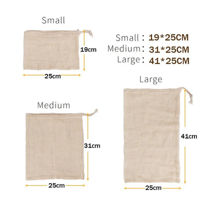 Reusable Cotton Mesh Bags / Sacs Filet Coton Réutilisables