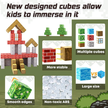 128PCS Magnetic Building Blocks Magnet Cubes Build Construction Stacking Set Toddler Toys STEM Sensory Educational Game Gift