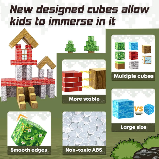 128PCS Magnetic Building Blocks Magnet Cubes Build Construction Stacking Set Toddler Toys STEM Sensory Educational Game Gift