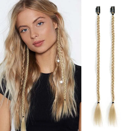 2pcs 18"Long Synthetic Clip-In Box Braid Hairpiece Extension, Boho Hairstyle, High-Temperature Fiber Daily Costume Party K-POP