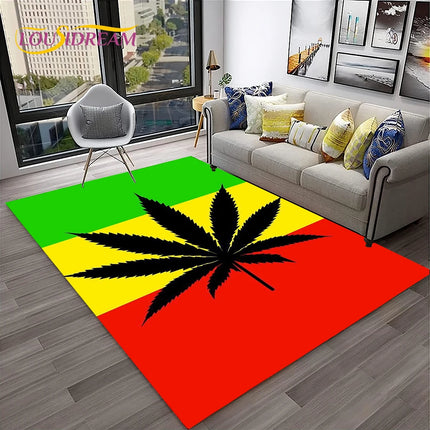 Weed Plants Maple Leaf Carpet Rug for Home Living Room Bedroom Sofa Playroom Doormat Kitchen Decor,Area Rug Non-slip Floor Mat