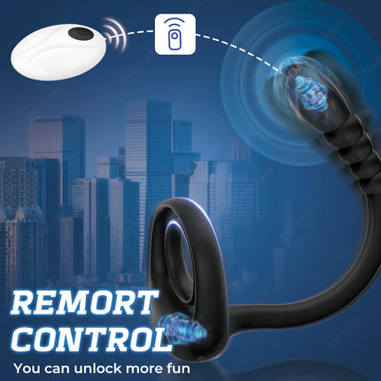 Prostate Massager Cock Ring Sex Toys for Men Vibrating Cock Ring Stimulator Remote Control Anal Butt Plug Vibrators for Men