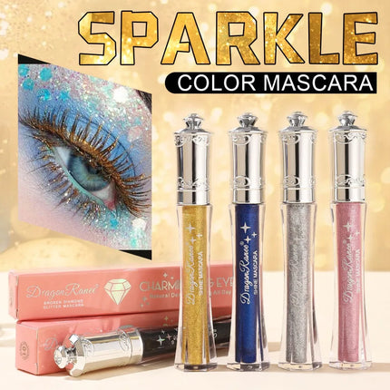 Purple Gold Diamond Mascara Shining Sequins Sweat Proof Glitter Eyelashes Quick Dry Lasting Curling Thick Mascara Shimmer Makeup