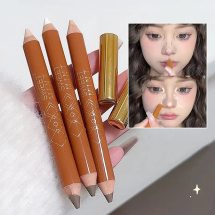Double-ended Contouring Pen Makeup Facial Sculpting Shadow Sculpting Contour Nose Natural Shading Stick 3D Highlighter Penc M3Y7