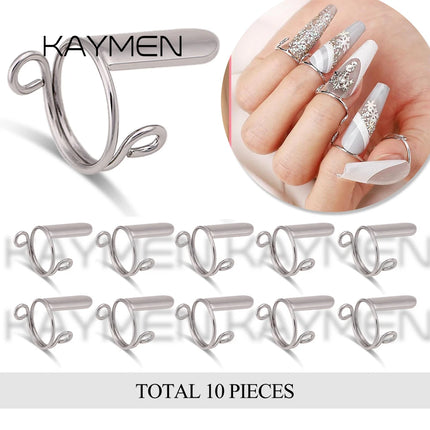 New 10 Pieces Sets Thin Nail Rings Daily Fingertip Protective Cover Trendy Ring Jewelry Gift to Girlfriend Manicure 3 Colors