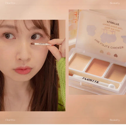 FLORTTE 3 Colors Cute Animal Series Concealer Palette Cove Concealer Cream Brighten Lasting Moisturizing Beauty