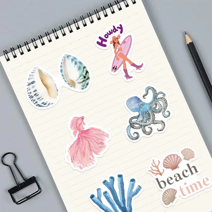 10/50/100pcs Pink Sea Blue Ocean Coast Graffiti Stickers Decals for DIY Notebook Scrapbooking Laptop Pad Phone Suitcase