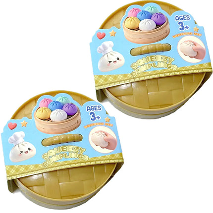 NEW Realistic Giant Dumpling Squishes Squeeze Toy with Steamer Soft TPR Dough Ball Decompression Fidget Toy Funny Creative Gift