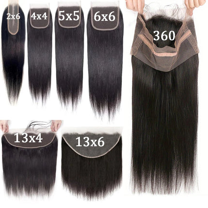 Brazilian Straight Lace Closure Human Hair 2x6 4x4 5x5 6x6 Lace Closure Straight 13x4 13x6 HD Lace Frontal with 360 Lace Closure