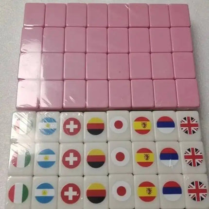 Hot Tiktok 64 Blocks Seaside Escape Mahjong With Flag Pattern Two Players Party Game Funny Parent Child Toy For Kids Gift