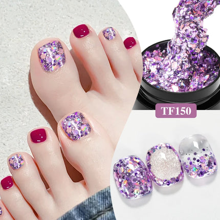 8ml Glitter Sequins Gel Nail Polish Nude Pink Silver Laser Glitter Semi Permanent Soak Off UV Gel Varnish Manicure Nail Supplies