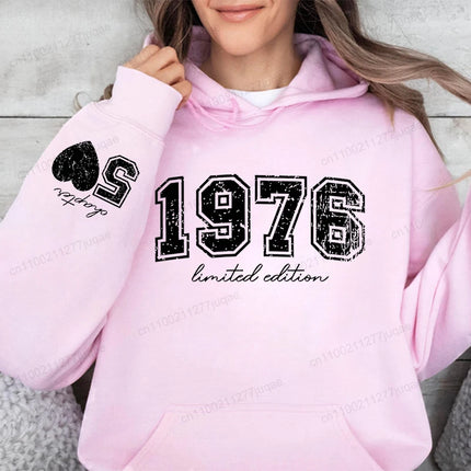 50th Birthday Men Hooded Hoodies Personalized Limited Edition 1976 Print Fashion Hoodie Sweatshirt Hip Hop Casual Unisex Clothes