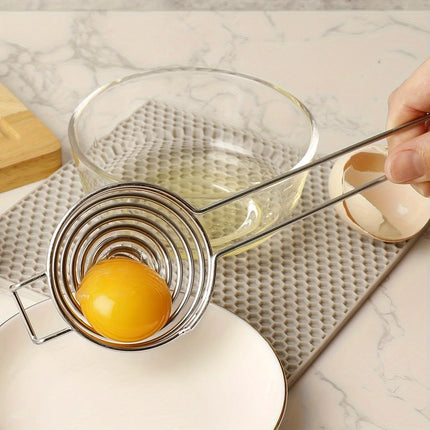 Stainless Steel Egg Separator, Egg White and Yolk Separation Spoon, Baking Egg Filter, Household Kitchen Gadget