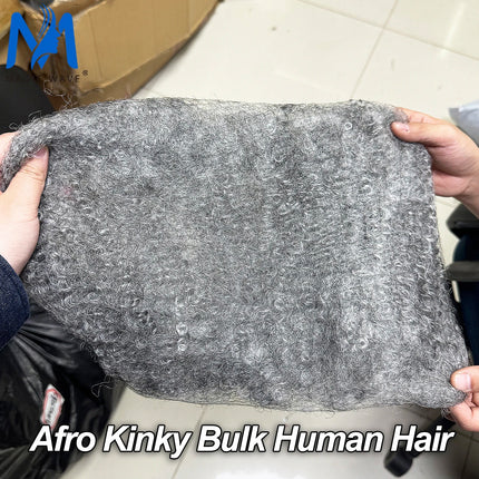 20inch 50gram/pack Grey Afro Kinky Human Hair Bulk Micro Twist Braiding QVR Afro Kinky Human Hair Bulk Dreadlock Loks Extensions