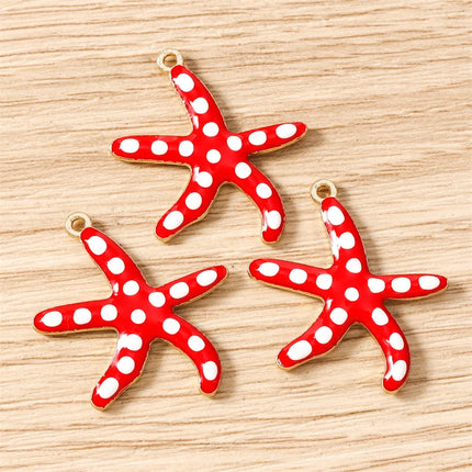 10pcs Cute Mix Marine Life Charms Enamel Starfish Lobster Crab Charms Pendants for Jewelry Making Necklaces Earrings DIY Gifts