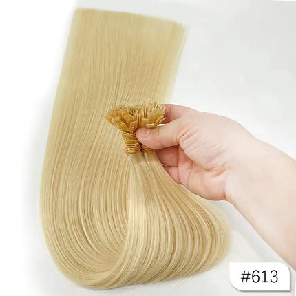 100% Human Hair for Women Straight Keratin Flat Tip Capsule High Quality Flat Tip Hair Extension Human Hair Natural 613# Ombre