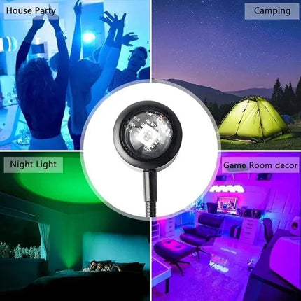 Projection Lamp USB Sunset Rainbow Atmosphere Night Light Sunset Light for Photography Selfie Coffee Store Live Wall Decoration