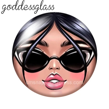 Matryoshka Doll Face Girl Sunglasses 12mm/18mm/20mm/25mm Round photo glass cabochon flat back Making findings Jewelry