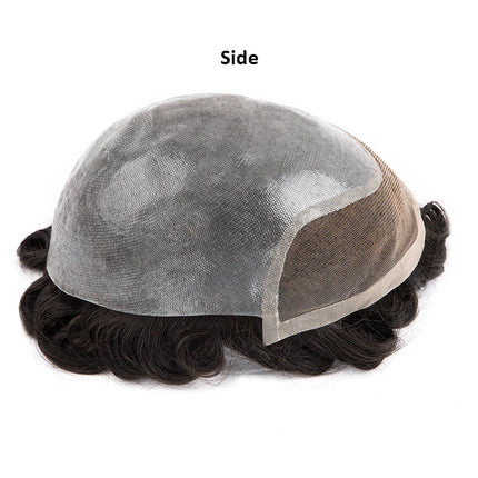 Vloop Thin Skin Toupee With Front Lace PU 0.03-0.04mm Human Hair Wigs for Men Indian Remy Hairpiece Natural Hair System Toupee