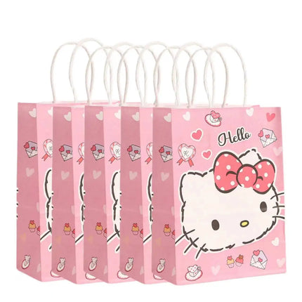 2/4/6/12/20pcs Sanrio Series Kuromi 21x15x8cm Kraft Paper Bag Anime Cartoon Print Children Party Supplies Candy Gift Bag Handbag