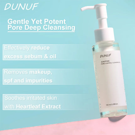 DUNUF 100ML Cleansing Oil Plant Extract Deep Cleans Facial Pores Moisturizing Reduces Blackheads Face Skin Care Makeup Remover