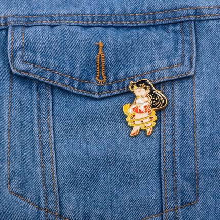 Anime Cartoon Moon Tsukino Usagi Enamel Keychain Necklace for Women Girl Magic Brooch Aino Minako Pin Cosplay Jewelry Gift