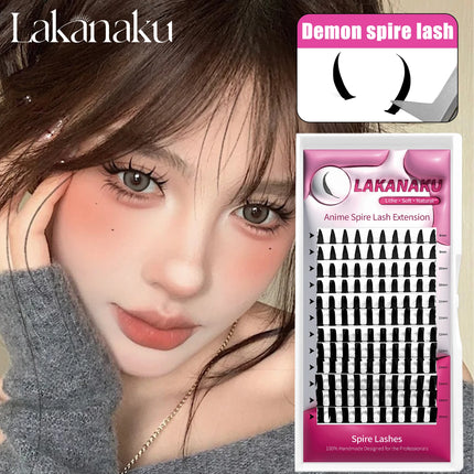 Lash Clusters with Spikes Kit DIY Spiky Eyelash Extension Thick Volume Spiky Individual Lashes Set Mink Strip Lash by LAKANAKU