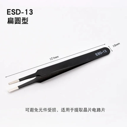 Anti Static Safety Esd Stainless Steel Precision Curved Tweezers  Electronic Laboratory Jewelry Crafts Maintenance Tools